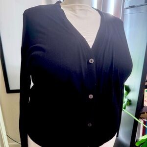 Mango Black Cardigan Sweater with V-neck and Long Sleeves